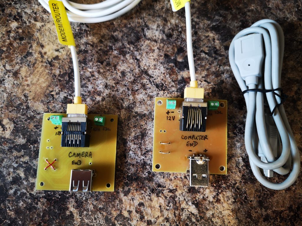 CAT5 breakout board for USB, I2C and DC supply